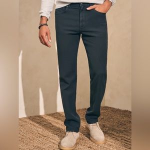 Faherty Men’s Black Stretch Terry Jeans 33x30 Straight Slim Fit